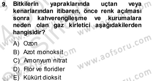 Fitopatoloji Dersi 2013 - 2014 Yılı Tek Ders Sınav Soruları 9. Soru
