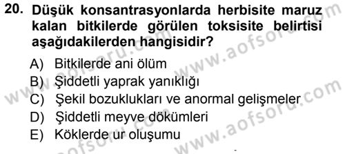 Fitopatoloji Dersi 2014 - 2015 Yılı (Vize) Ara Sınav Soruları 20. Soru