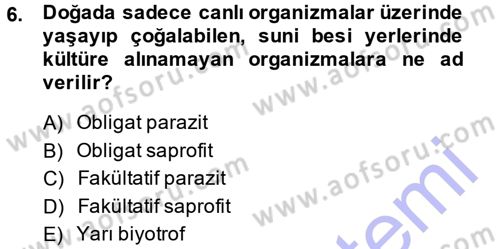 Fitopatoloji Dersi 2014 - 2015 Yılı (Vize) Ara Sınav Soruları 6. Soru