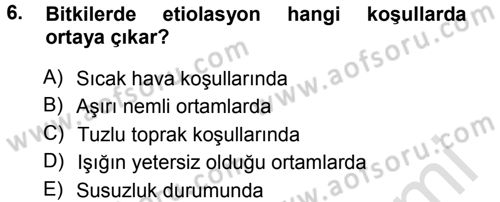 Fitopatoloji Dersi 2014 - 2015 Yılı Tek Ders Sınav Soruları 6. Soru