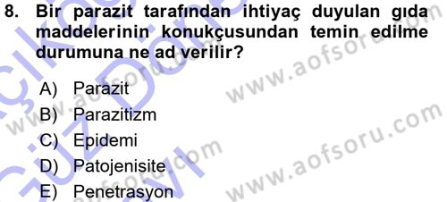 Fitopatoloji Dersi 2015 - 2016 Yılı (Vize) Ara Sınavı 8. Soru