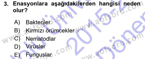 Fitopatoloji Dersi 2015 - 2016 Yılı (Final) Dönem Sonu Sınav Soruları 3. Soru