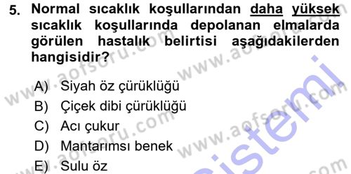 Fitopatoloji Dersi 2015 - 2016 Yılı (Final) Dönem Sonu Sınav Soruları 5. Soru