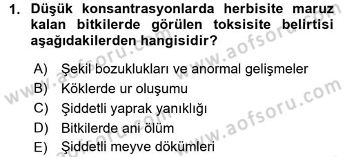 Fitopatoloji Dersi 2015 - 2016 Yılı Tek Ders Sınav Soruları 1. Soru