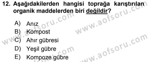 Fitopatoloji Dersi 2015 - 2016 Yılı Tek Ders Sınav Soruları 12. Soru