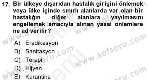 Fitopatoloji Dersi 2015 - 2016 Yılı Tek Ders Sınav Soruları 17. Soru