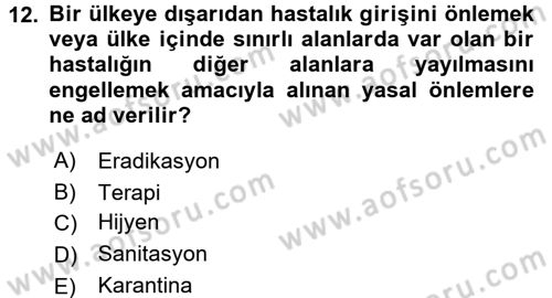 Fitopatoloji Dersi 2016 - 2017 Yılı 3 Ders Sınav Soruları 12. Soru