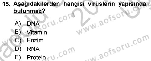 Fitopatoloji Dersi 2016 - 2017 Yılı 3 Ders Sınav Soruları 15. Soru