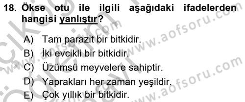 Fitopatoloji Dersi 2016 - 2017 Yılı 3 Ders Sınav Soruları 18. Soru