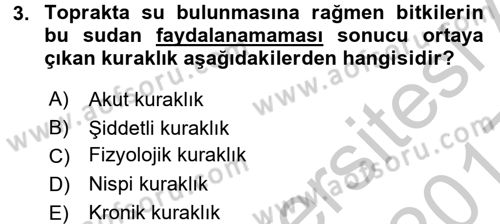 Fitopatoloji Dersi 2016 - 2017 Yılı 3 Ders Sınav Soruları 3. Soru