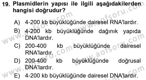 Fitopatoloji Dersi 2016 - 2017 Yılı (Final) Dönem Sonu Sınav Soruları 19. Soru
