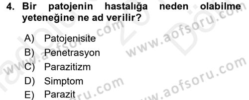Fitopatoloji Dersi 2016 - 2017 Yılı (Final) Dönem Sonu Sınav Soruları 4. Soru