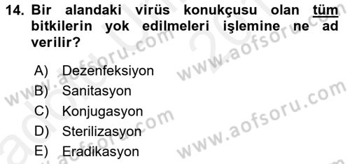 Fitopatoloji Dersi 2017 - 2018 Yılı 3 Ders Sınav Soruları 14. Soru
