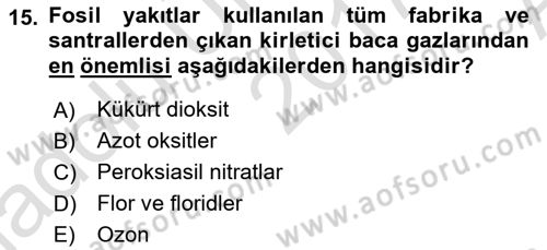 Fitopatoloji Dersi 2017 - 2018 Yılı (Vize) Ara Sınav Soruları 15. Soru