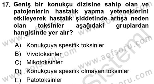Fitopatoloji Dersi 2017 - 2018 Yılı (Vize) Ara Sınav Soruları 17. Soru