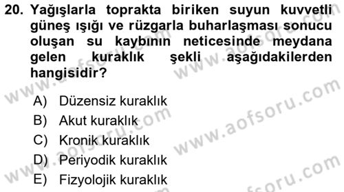 Fitopatoloji Dersi 2017 - 2018 Yılı (Vize) Ara Sınav Soruları 20. Soru
