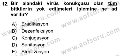 Fitopatoloji Dersi 2017 - 2018 Yılı (Final) Dönem Sonu Sınav Soruları 12. Soru