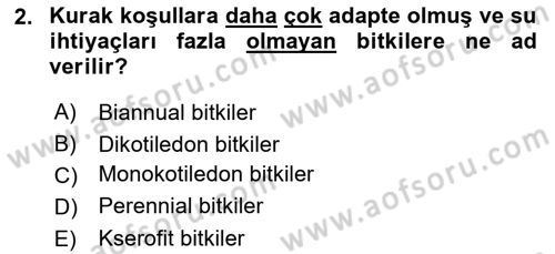 Fitopatoloji Dersi 2017 - 2018 Yılı (Final) Dönem Sonu Sınav Soruları 2. Soru