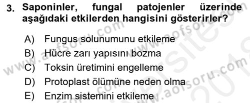 Fitopatoloji Dersi 2017 - 2018 Yılı (Final) Dönem Sonu Sınav Soruları 3. Soru