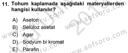 Fitopatoloji Dersi 2018 - 2019 Yılı 3 Ders Sınav Soruları 11. Soru