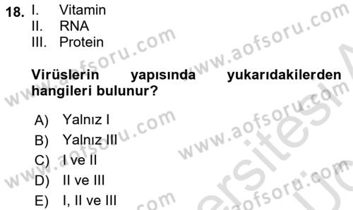 Fitopatoloji Dersi 2018 - 2019 Yılı 3 Ders Sınav Soruları 18. Soru