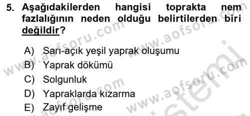Fitopatoloji Dersi 2018 - 2019 Yılı 3 Ders Sınav Soruları 5. Soru