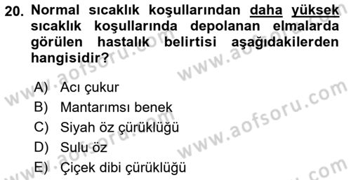 Fitopatoloji Dersi 2018 - 2019 Yılı (Vize) Ara Sınav Soruları 20. Soru