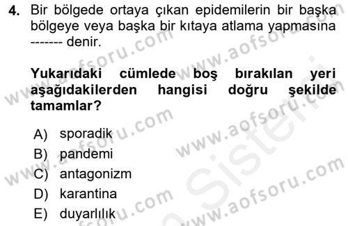 Fitopatoloji Dersi 2018 - 2019 Yılı (Vize) Ara Sınav Soruları 4. Soru