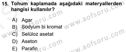 Fitopatoloji Dersi 2018 - 2019 Yılı (Final) Dönem Sonu Sınav Soruları 15. Soru