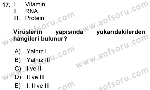 Fitopatoloji Dersi 2018 - 2019 Yılı (Final) Dönem Sonu Sınav Soruları 17. Soru