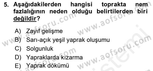 Fitopatoloji Dersi 2018 - 2019 Yılı (Final) Dönem Sonu Sınav Soruları 5. Soru