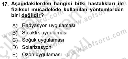 Fitopatoloji Dersi 2019 - 2020 Yılı (Final) Dönem Sonu Sınav Soruları 17. Soru