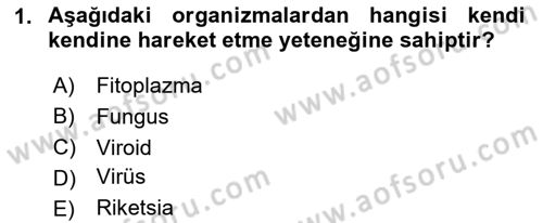 Fitopatoloji Dersi 2020 - 2021 Yılı Yaz Okulu Sınav Soruları 1. Soru
