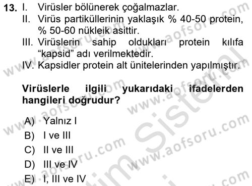 Fitopatoloji Dersi 2021 - 2022 Yılı (Final) Dönem Sonu Sınav Soruları 13. Soru