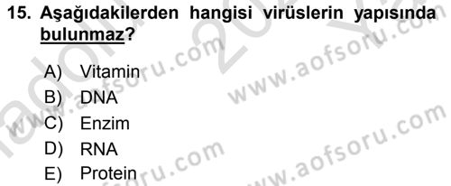 Fitopatoloji Dersi 2021 - 2022 Yılı Yaz Okulu Sınav Soruları 15. Soru