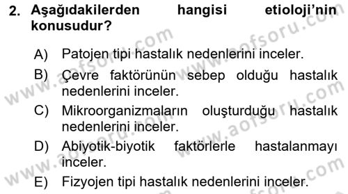 Fitopatoloji Dersi 2021 - 2022 Yılı Yaz Okulu Sınav Soruları 2. Soru