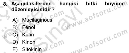 Fitopatoloji Dersi 2021 - 2022 Yılı Yaz Okulu Sınav Soruları 8. Soru