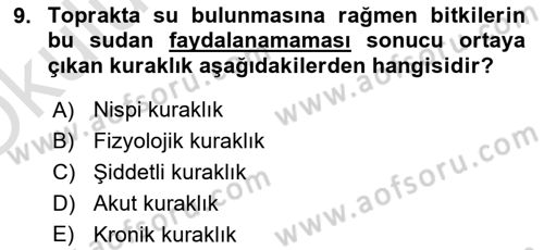 Fitopatoloji Dersi 2021 - 2022 Yılı Yaz Okulu Sınav Soruları 9. Soru