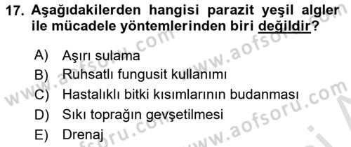 Fitopatoloji Dersi 2022 - 2023 Yılı (Final) Dönem Sonu Sınav Soruları 17. Soru