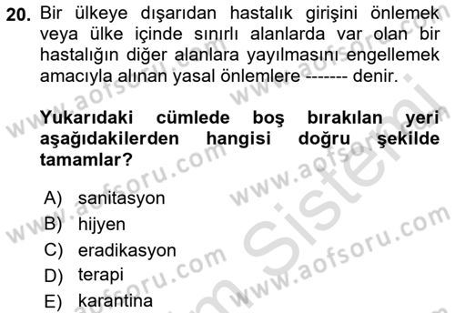 Fitopatoloji Dersi 2022 - 2023 Yılı (Final) Dönem Sonu Sınav Soruları 20. Soru