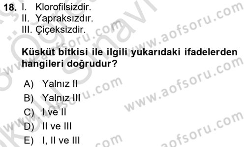 Fitopatoloji Dersi 2022 - 2023 Yılı Yaz Okulu Sınavı 18. Soru