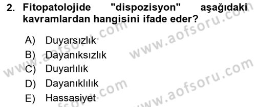 Fitopatoloji Dersi 2022 - 2023 Yılı Yaz Okulu Sınavı 2. Soru