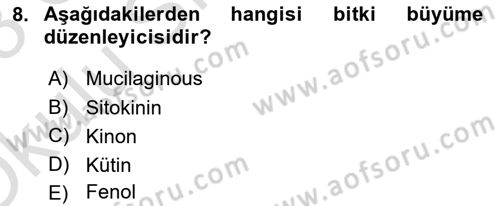 Fitopatoloji Dersi 2022 - 2023 Yılı Yaz Okulu Sınavı 8. Soru
