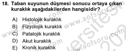 Fitopatoloji Dersi 2023 - 2024 Yılı (Vize) Ara Sınav Soruları 18. Soru
