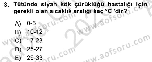 Fitopatoloji Dersi 2023 - 2024 Yılı (Vize) Ara Sınavı 3. Soru