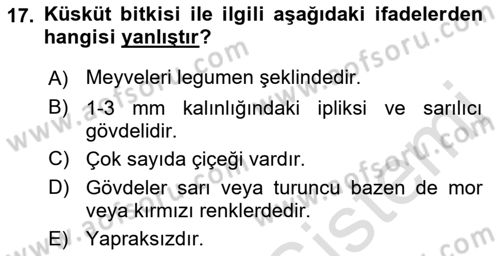 Fitopatoloji Dersi 2023 - 2024 Yılı (Final) Dönem Sonu Sınav Soruları 17. Soru