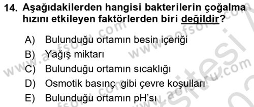 Fitopatoloji Dersi 2023 - 2024 Yılı Yaz Okulu Sınav Soruları 14. Soru