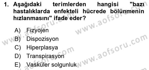 Fitopatoloji Dersi 2024 - 2025 Yılı (Final) Dönem Sonu Sınav Soruları 1. Soru