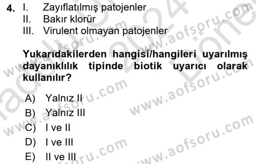 Fitopatoloji Dersi 2024 - 2025 Yılı (Final) Dönem Sonu Sınav Soruları 4. Soru