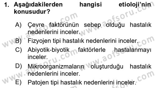 Fitopatoloji Dersi 2025 - 2026 Yılı (Final) Dönem Sonu Sınav Soruları 1. Soru